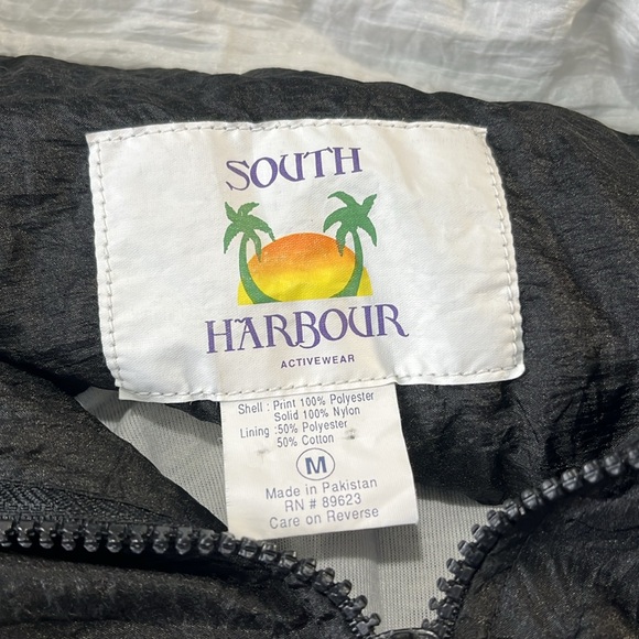 SOUTH HARBOUR Vintage 80's Windbreaker Jacket Black/Multi-Medium - Picture 3 of 4